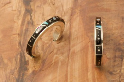 Calvin Begay Night Sky Sterling Silver Hoop Earrings